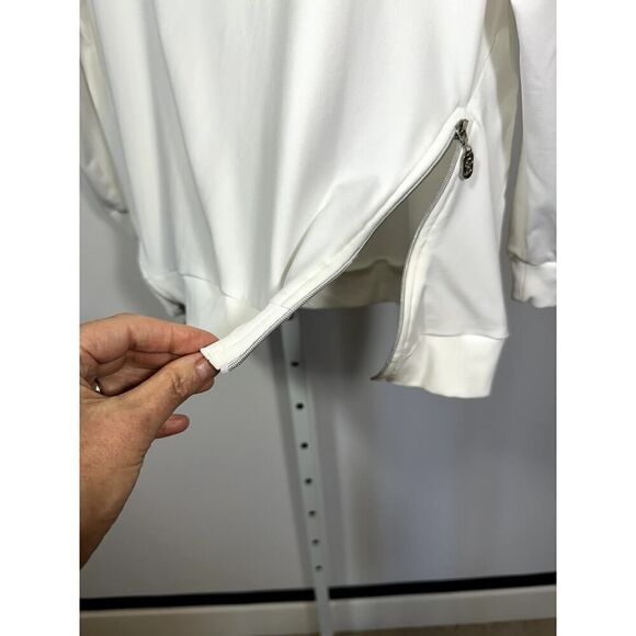 SOFIBELLA Women's Crew Neck Side Zip Long Sleeve Top White Size Large - Picture 5 of 12